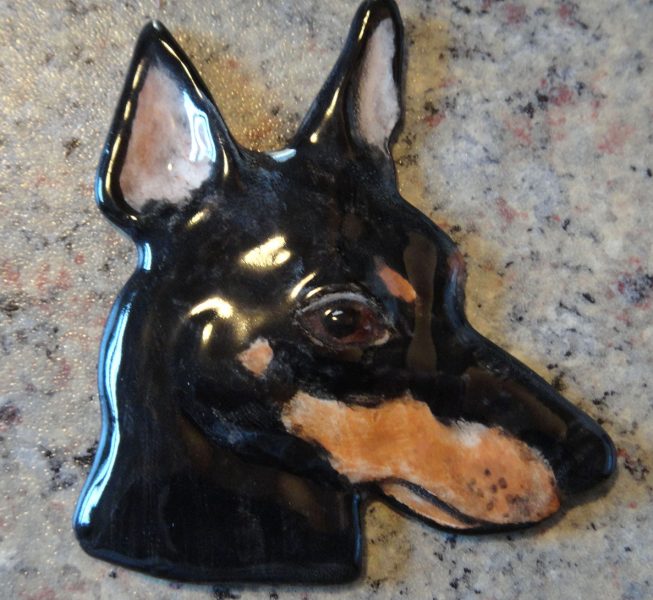 Ceramic dog ETT broach - Susan Tindall